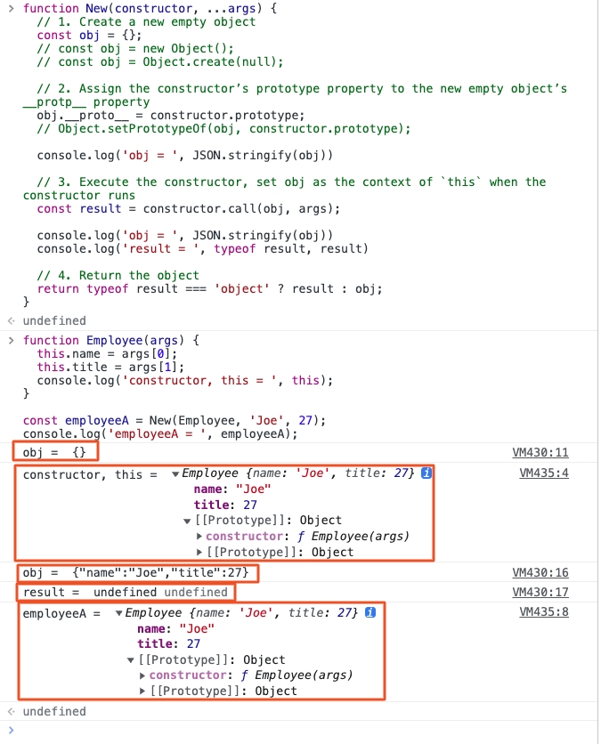 Implement JavaScript’s new() operator